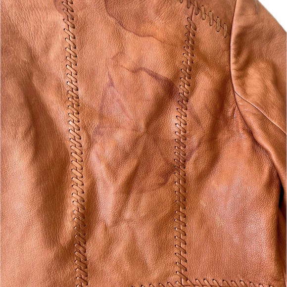 Ellen Tracy Western Brown Leather Jacket - Picture 5 of 5